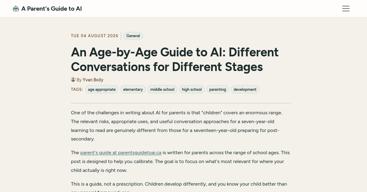 An Age-by-Age Guide to AI: Different Conversations for Different Stages