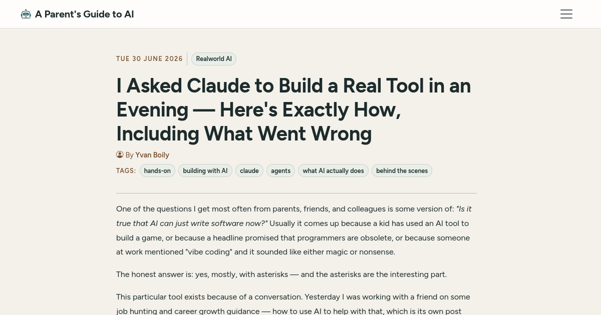 I Asked Claude to Build a Real Tool in an Evening — Here's Exactly How, Including What Went Wrong