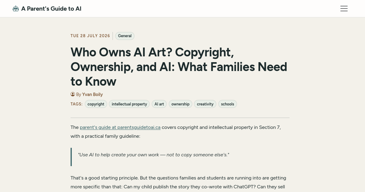 Who Owns AI Art? Copyright, Ownership, and AI: What Families Need to Know