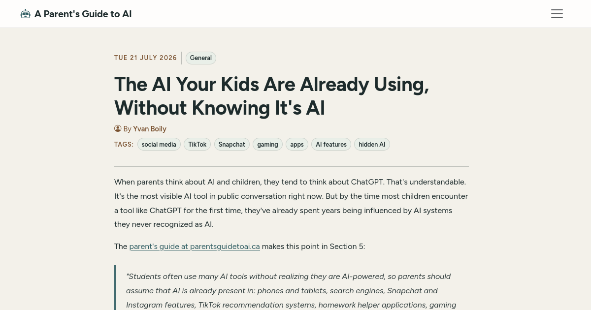 The AI Your Kids Are Already Using, Without Knowing It's AI